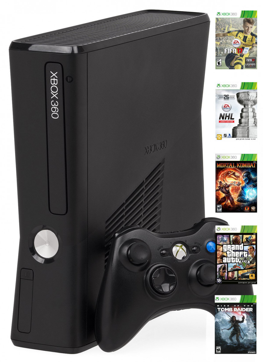 Игровая приставка Xbox 360 Slim/E 320GB FB б/у + игры - Play Centr -  Игровые приставки, игры и аксессуары