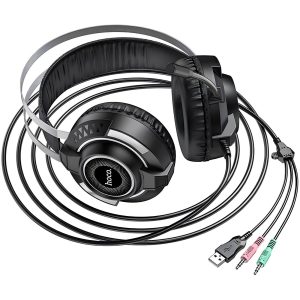 Гарнитура полноразмерная Hoco ESD06, USB, 2хAUX 3.5мм, черный