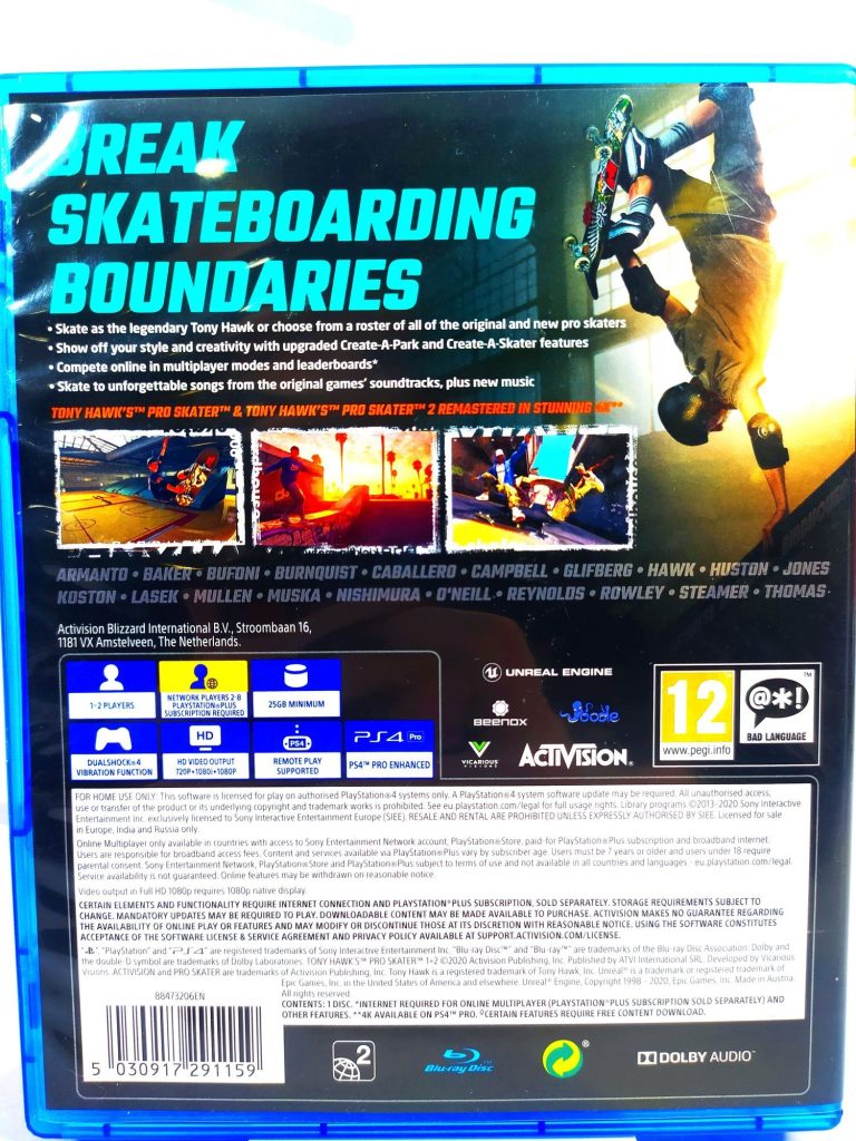 Tony Hawk's Pro Skater 1+2 (PS4) б/у