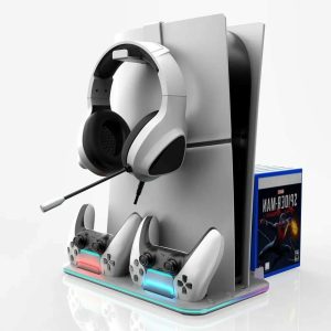 Зарядная станция PS5 Fat/Slim/Pro для 2-х геймпадов + охлаждающая подставка RGB Saitake (STK-DZ504)