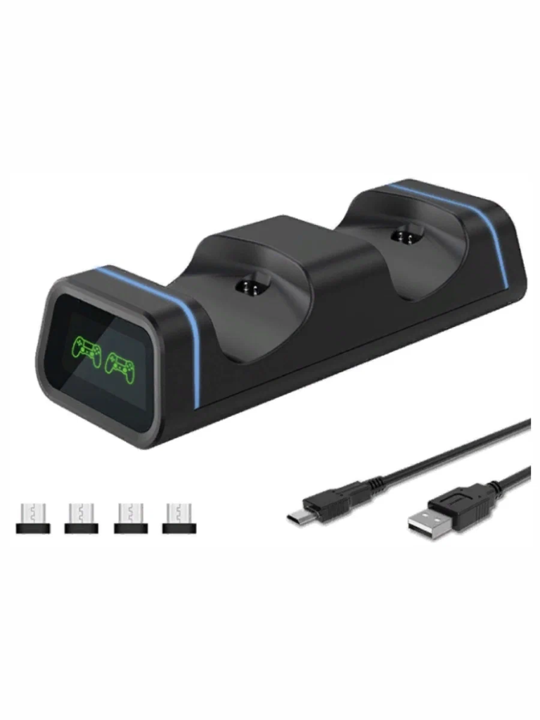 Зарядная станция 2 джойстиков PS4 +индикатор заряда Dobe TP4-19005