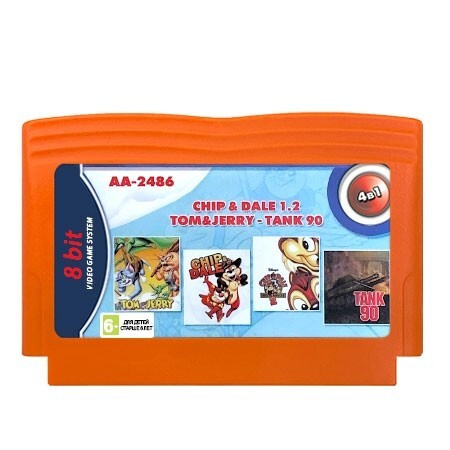 Картридж 8bit 4в1 AA-2486 CHIP & DALE 1+2 TOM & JERRY TANK 90