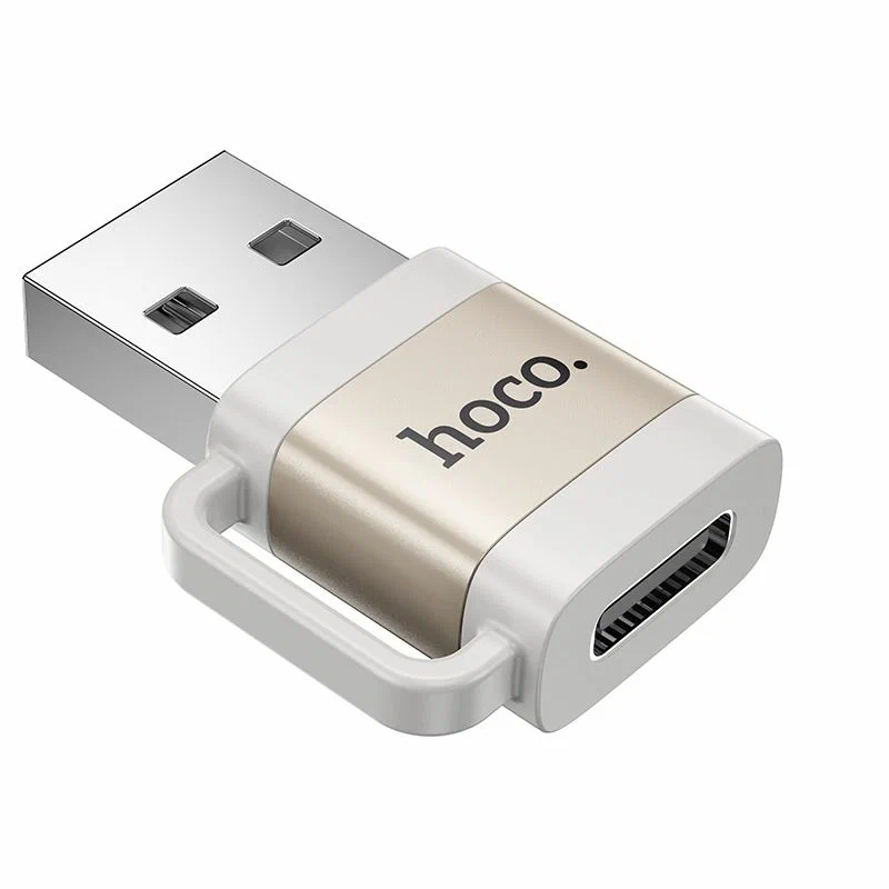 Переходник Hoco UA31D, OTG USB 2.0 (шт) Type-C (гн), серый