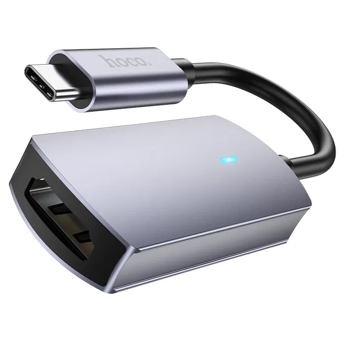 Адаптер Hoco UA20, HDMI (гн) Type-C (шт), 0.15м, серый